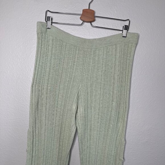 Free People Beach Ribbed Knit Bootcut Pants Slit Side Detail Large - Picture 2 of 12